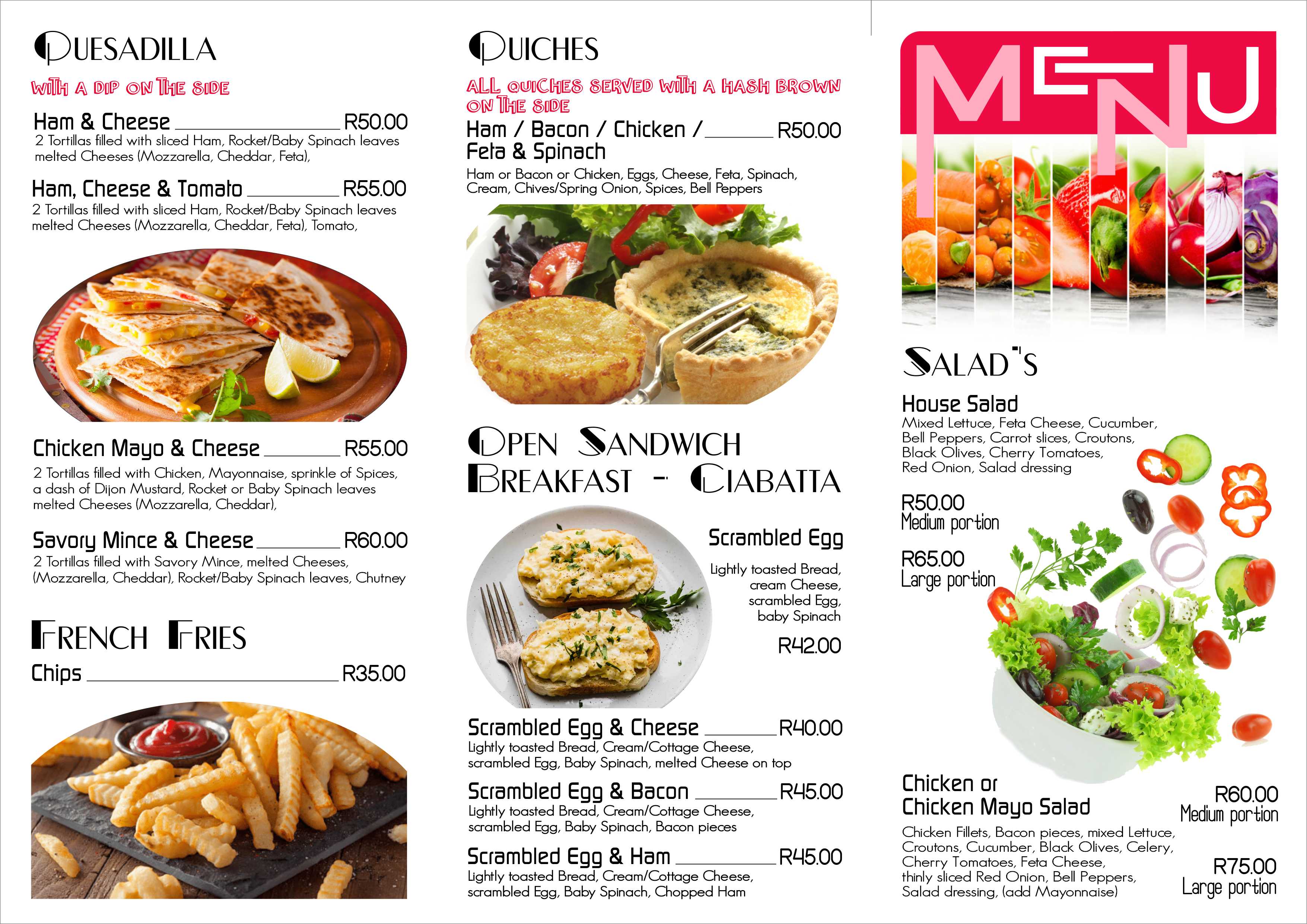 Coffee Shop Menu Page 1